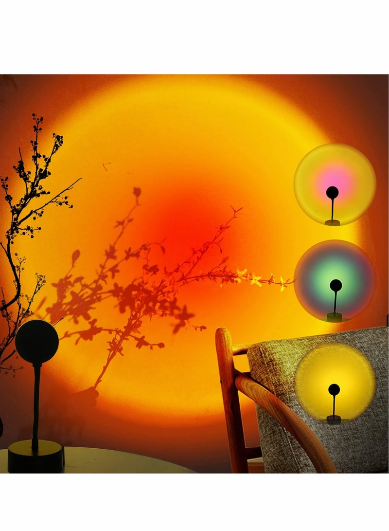 Excefore Sunset Lights 4 in 1 Projection Sun Lights Create romantic lighting with rainbow, sunset, sunset red and sun effects for photography selfie living room bedroom deco - Image 1