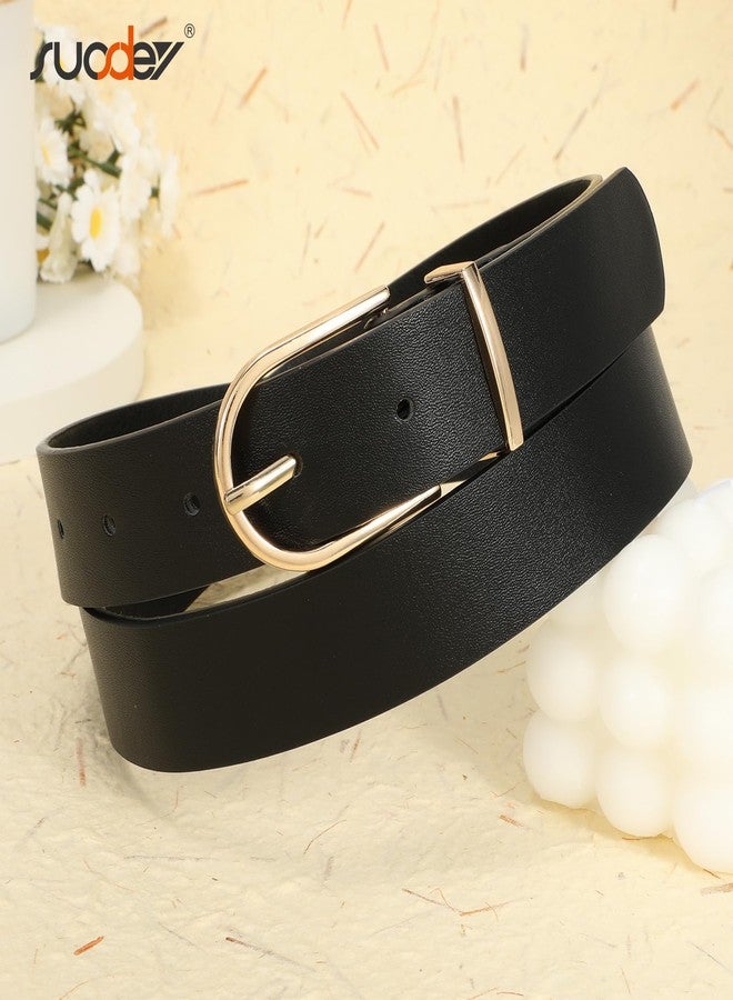 SUOSDEY 3 Pack Womens Fashion Leather Belts for Jeans Dresses Pants Black Brown Beige Ladies Belts with Gold Buckle - Image 4
