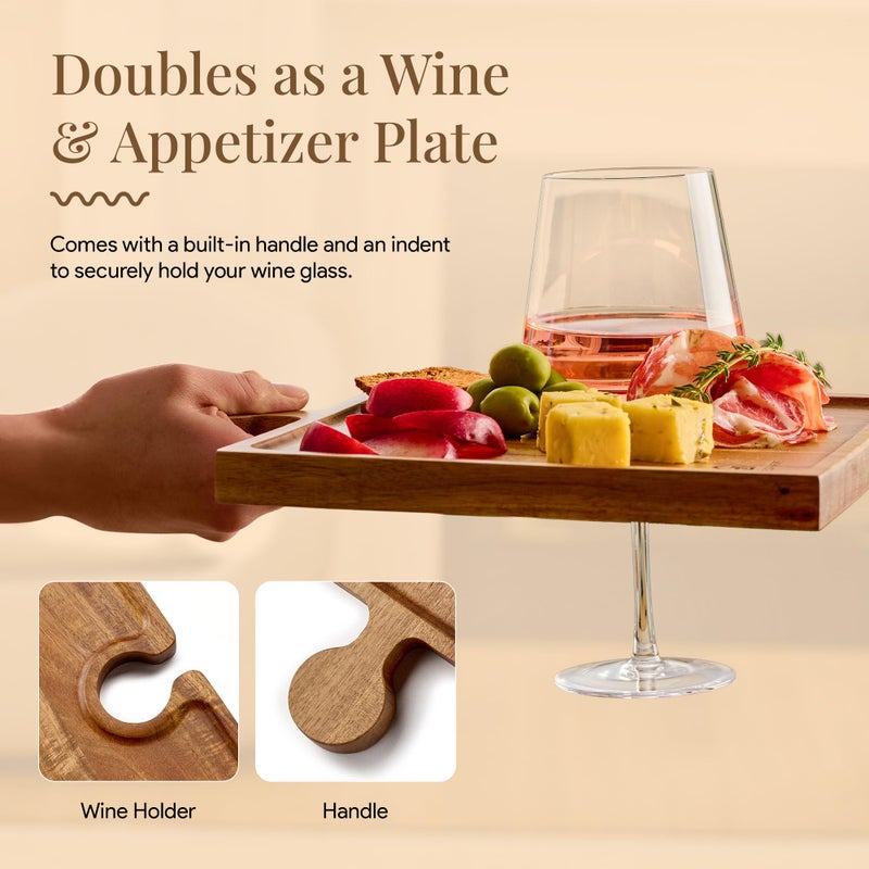 Homesphere Wooden Charcuterie Boards, Appetizer Tray for Parties & Cutting Board with Handle, Set of 4, Acacia Wood Board, Wine Gifts, Wine Accessories, Interlocking Puzzle Serving Tray w/Storage Box - Image 3