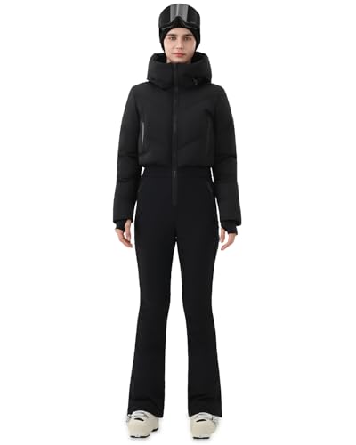 HIGH EXPERIENCE Womens Ski Suit One Piece Snowsuit Snow Slim Jumpsuits Snowboard Outfit Waterproof Insulated Winter Warm Black Small - Image 1