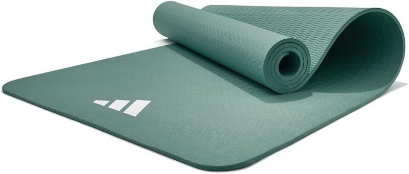 اديداس حصيرة يوغا أديداس بسماكة 8 مم – أخضر خام، مبطنة ومقاومة للانزلاق لليوغا والبيلاتس - Image 1