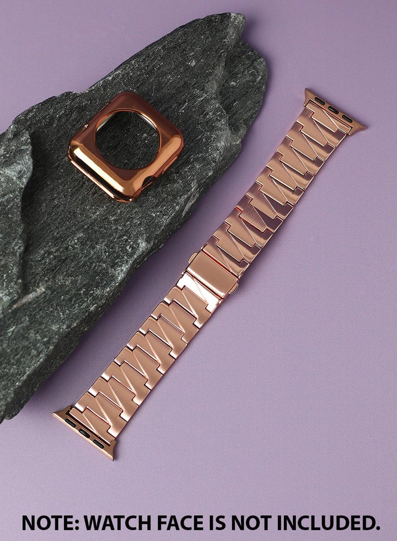 Haute Sauce Solid Casual Chain Strap Alloy Apple Watch Strap with Case For Women | 42mm/44mm/45mm  - Image 1