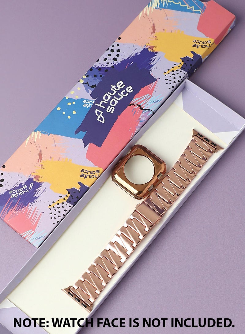 Haute Sauce Solid Casual Chain Strap Alloy Apple Watch Strap with Case For Women | 42mm/44mm/45mm  - Image 5
