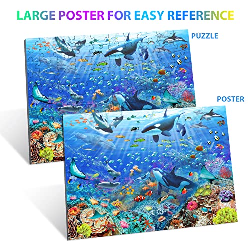 OSBOO Puzzles for Kids Ages 4-8 6-8 8-10 Year Old - Underwater Scene - 100 Pieces Jigsaw Puzzle for Kids Learning Educational Puzzles for Boys Girls (with Sturdy Box) - Image 2