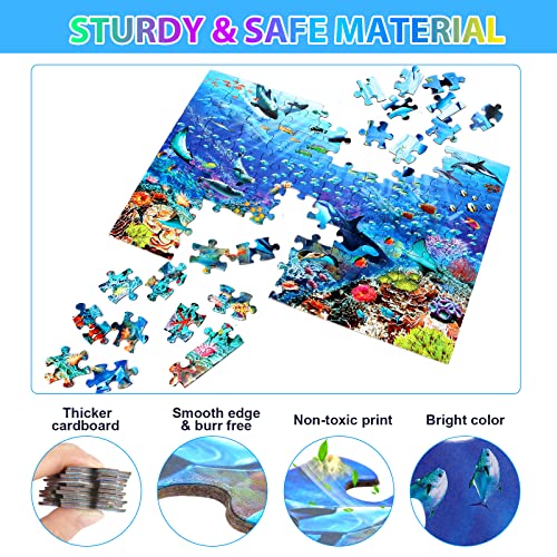 OSBOO Puzzles for Kids Ages 4-8 6-8 8-10 Year Old - Underwater Scene - 100 Pieces Jigsaw Puzzle for Kids Learning Educational Puzzles for Boys Girls (with Sturdy Box) - Image 4