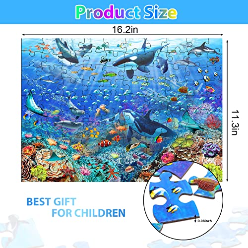 OSBOO Puzzles for Kids Ages 4-8 6-8 8-10 Year Old - Underwater Scene - 100 Pieces Jigsaw Puzzle for Kids Learning Educational Puzzles for Boys Girls (with Sturdy Box) - Image 5