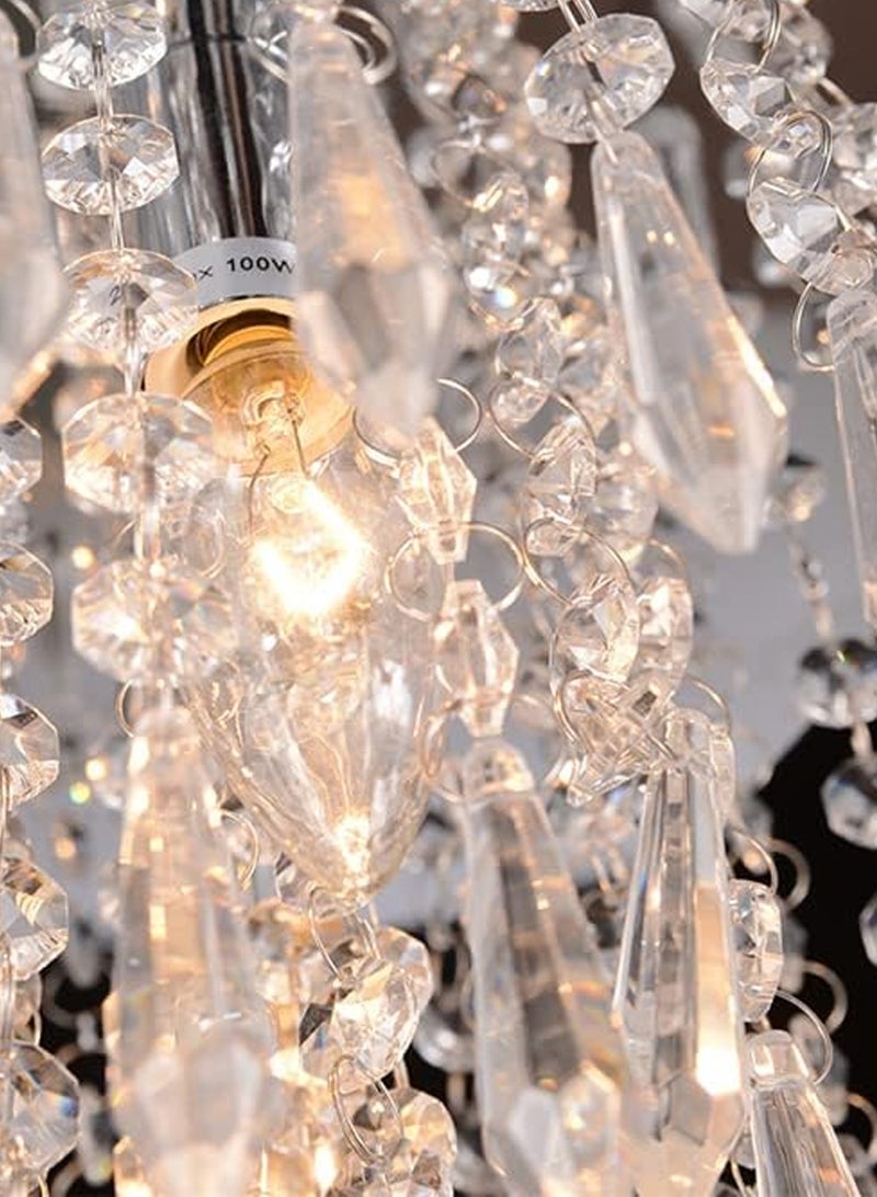 LOOPITYS Silver crystal chandelier, small mini chandelier, modern embedded crystal chandelier (circular, diameter 25CM/9.84 inches, E14 bulb interface, bulb not included) corridor ceiling lighting, corridor bedroom hall living room ceiling - Image 3
