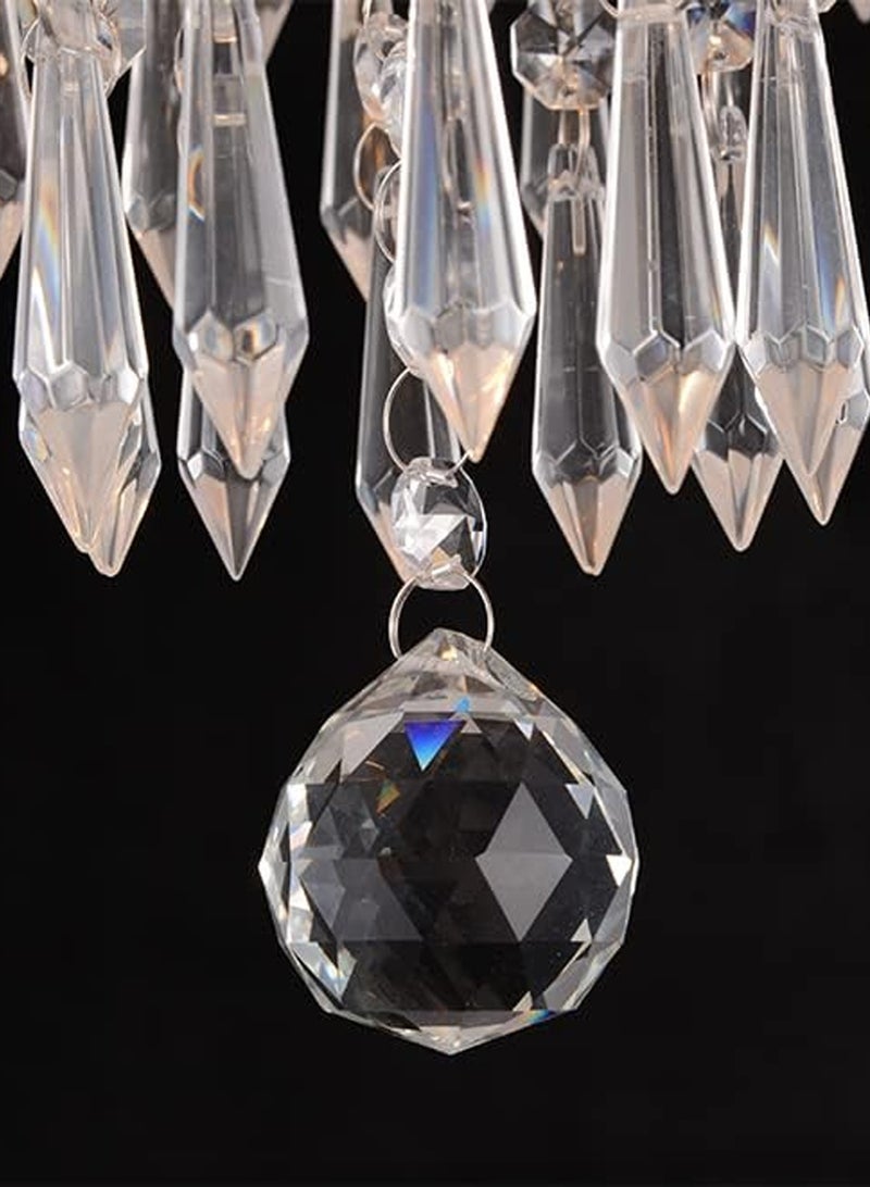 LOOPITYS Silver crystal chandelier, small mini chandelier, modern embedded crystal chandelier (circular, diameter 25CM/9.84 inches, E14 bulb interface, bulb not included) corridor ceiling lighting, corridor bedroom hall living room ceiling - Image 4