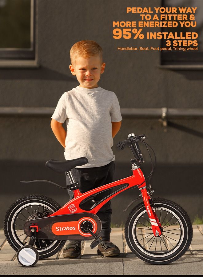 BAYBEE Stratos Magnesium Alloy 14 Inch Kids Cycle Bicycle With Adjustable Height Training Wheels Chain Guard Baby Cycles For Kid 3 To 5 Years Boy Girl Red - Image 3
