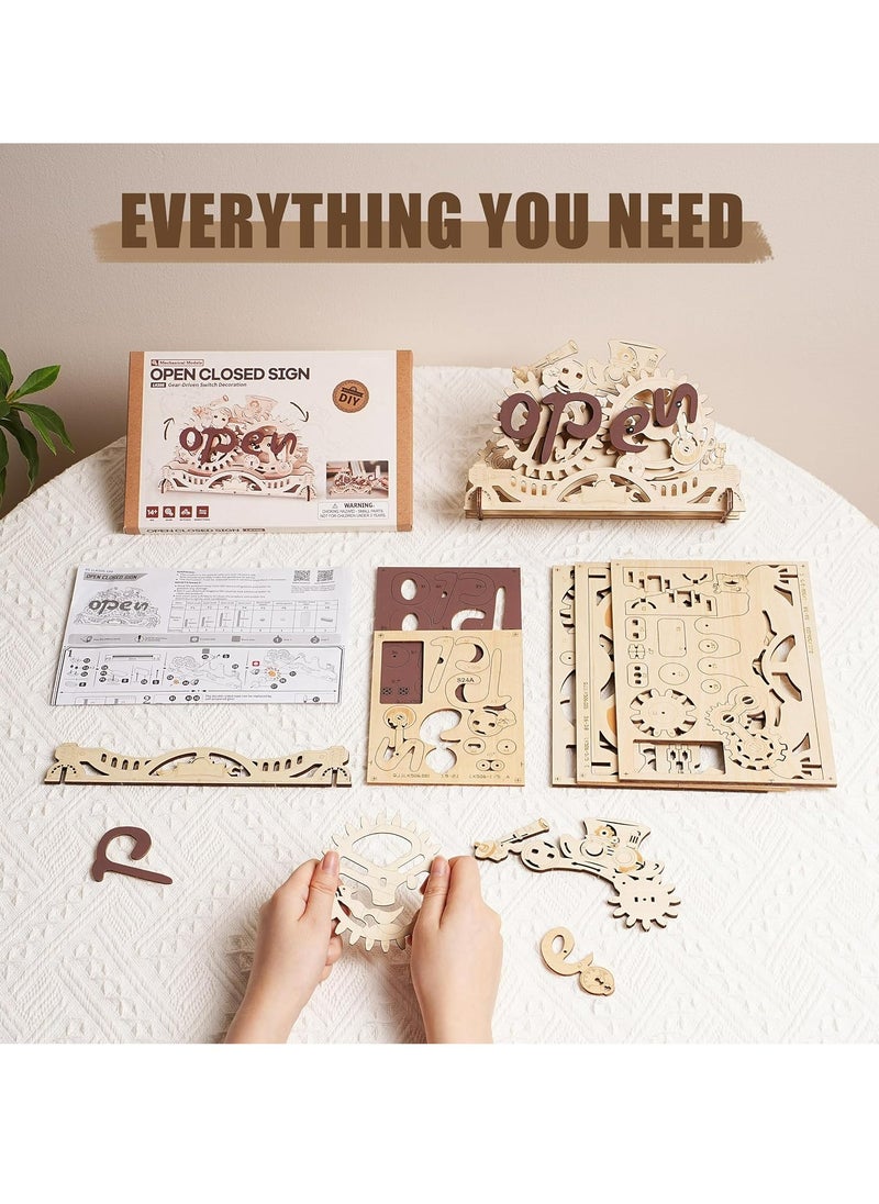 Robotime ROKR 3D Wooden Puzzle Decoration for Gear Driven Switches, Open Closed Sign LK506 Decorative DIY Crafts/Birthday Gifts/Home Decor For Girls&Boys Teens&Adults  - Image 5