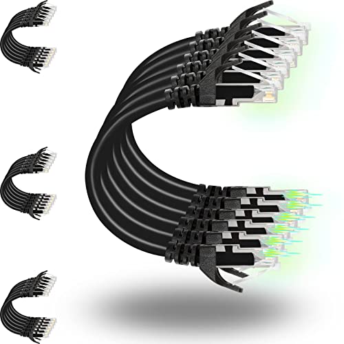 Rapink Patch Cables Cat6 3ft (24 Pack), Ethernet Patch Cable 10G Support, Cat 6 Patch Cable for Patch Panel to Switch, Flexiable Cat 6 Ethernet Cable with Gold Plated Black - Image 1