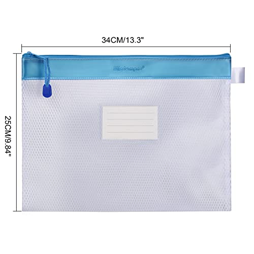 Wisdompro Zipper Pouch, Wisdompro 4 Packs Durable Letter Size Waterproof Mesh File Bag, Document Organizer - Blue - Image 3