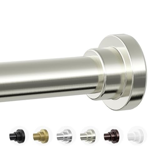 Mcrbeay Shower Curtain Rod, 1" Diameter Heavy Duty Tension Shower Rod, Non Slip Adjustable 28-74 inch No Drill Shower Curtain Rods Spring Tension For Bathroom, Shower Stall, No Rust, Brushed Nickel - Image 1