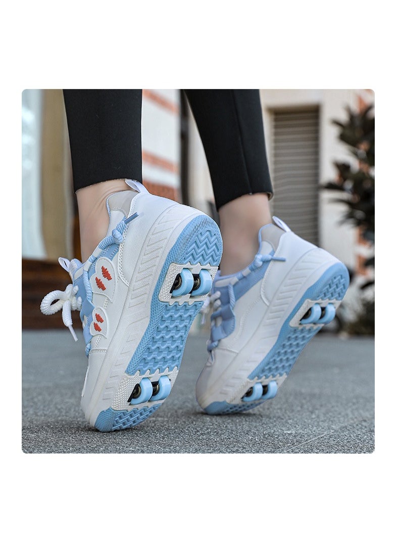 NIBEMINENT Kids Roller Skates Shoes 4 Wheels Roller Shoes Boys Girls Wheel Shoes Roller Sneakers Shoes for Beginner More Balanced  - Image 2