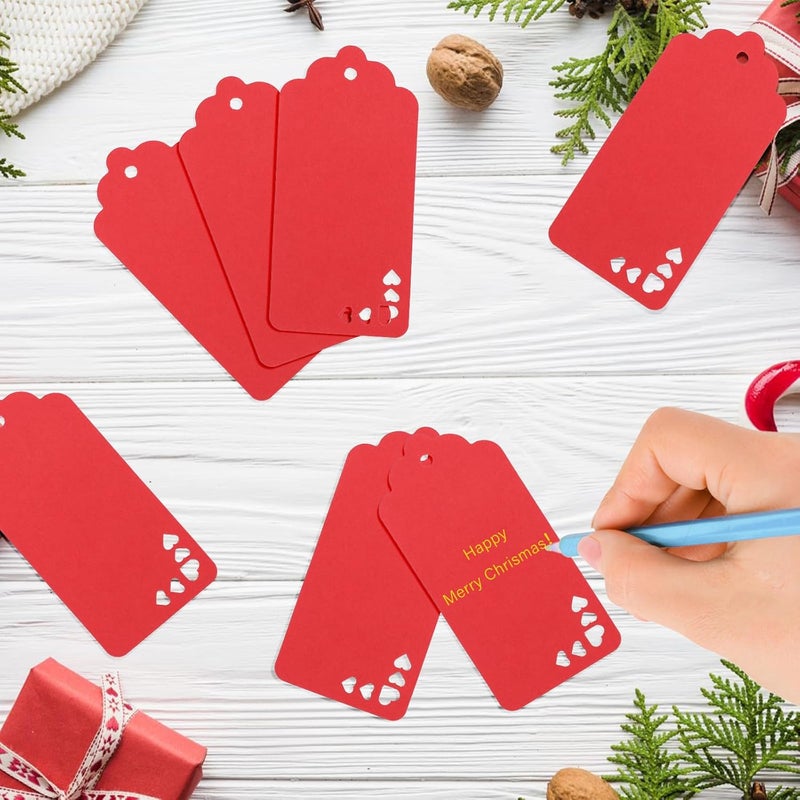 g2plus Red Gift Tag, 100PCS Hollow Heart Gift Tags, 1.8x3.7 in Blank Labeling Hanging Tag, Red Paper Tags with String for Present Wrapping, Valentines, Christmas, DIY Arts & Crafts - Image 5