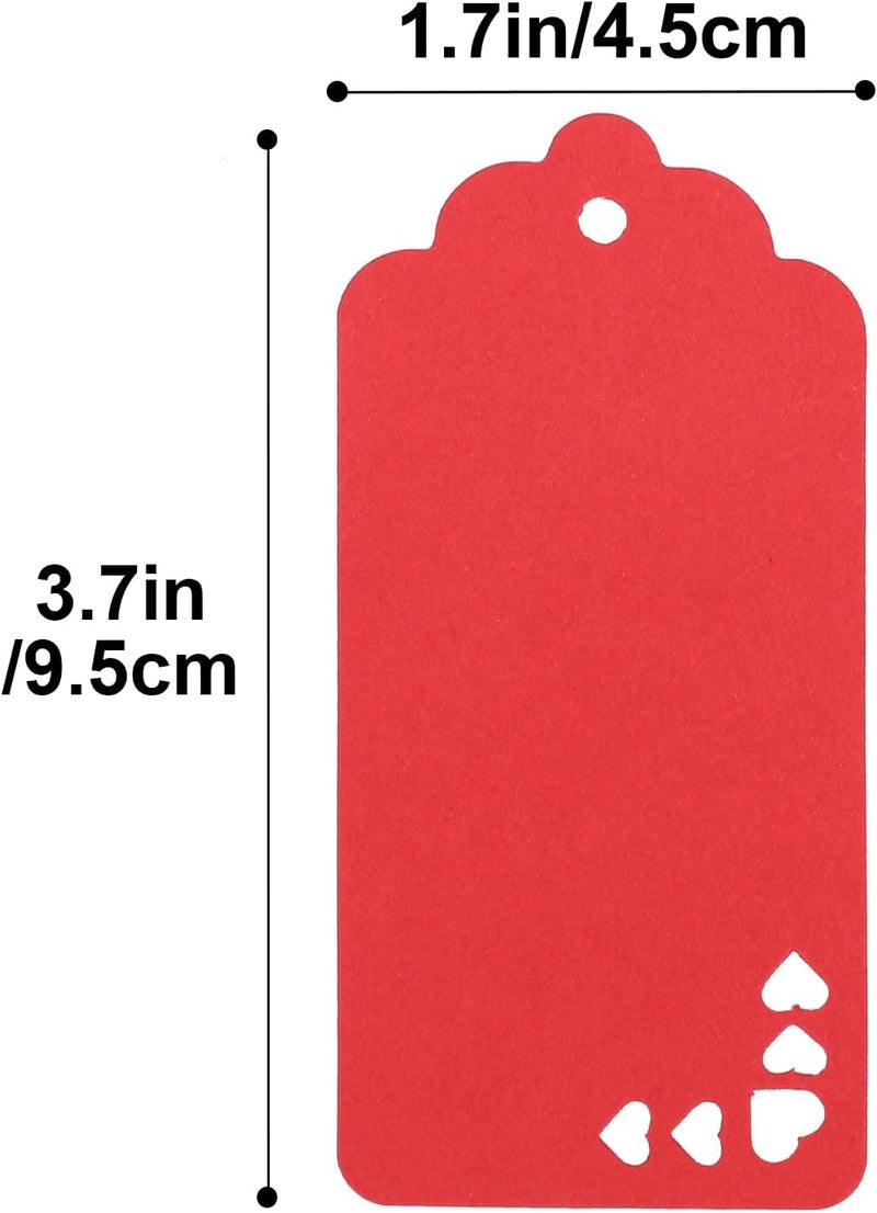 g2plus Red Gift Tag, 100PCS Hollow Heart Gift Tags, 1.8x3.7 in Blank Labeling Hanging Tag, Red Paper Tags with String for Present Wrapping, Valentines, Christmas, DIY Arts & Crafts - Image 2