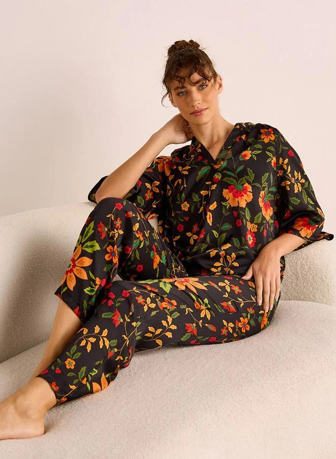 Splash FAV Floral Print Top and Pyjama Set