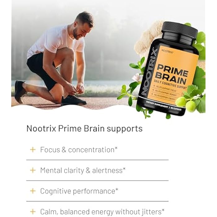 Nootrix Prime Brain Nootropic Supplement | Supports Memory, Mental Focus, Cognitive Health & Energy | Promotes Healthy Mood & Brain Function | Ginkgo Biloba, Lion's Mane & L Theanine | 60 Capsules - Image 3