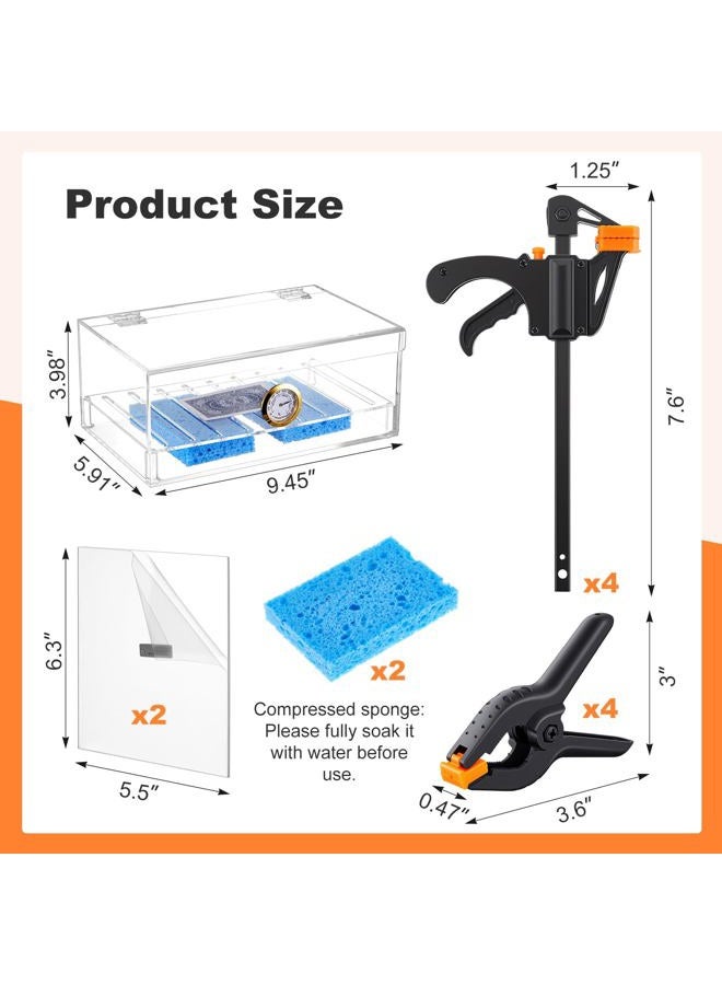 Chunful 11 Pcs Tcg Flattening Restoration Kit Card Care Tool Accessory Kit Included 1 Humidor Box, 2 Acrylic Plates, 4 Vises, 4 Clamps for Bent Trading Card Repair and Grading Improvement - Image 2