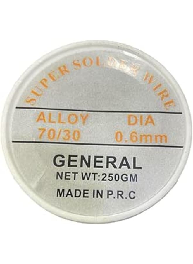 General Soldering Wire 70/30 Alloy, 0.6mm Diameter, 250g Spool - Premium Solder Wire for Electronics, PCB, and Electrical Repairs