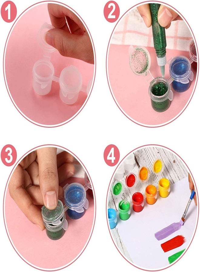 60 عبوة من شرائط الطلاء الفارغة سعة 3 مل، عبوات بلاستيكية صغيرة لتخزين الأدوات الفنية والحرفية للمدارس والمعسكرات الصيفية وأعياد الميلاد - Image 5