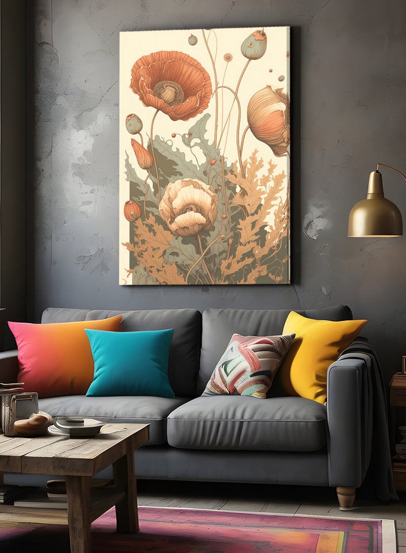 لوحة كانفاس على إطار خشبي بتصميم زهور - Image 1