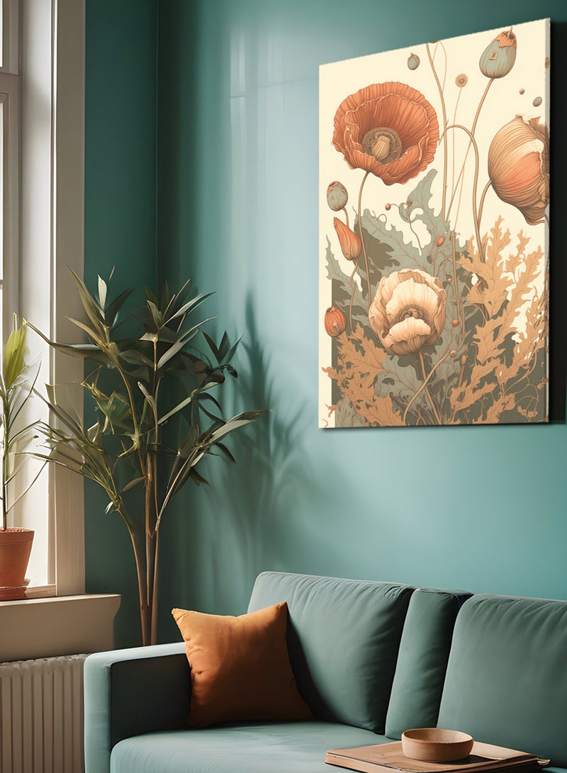 لوحة كانفاس على إطار خشبي بتصميم زهور - Image 2