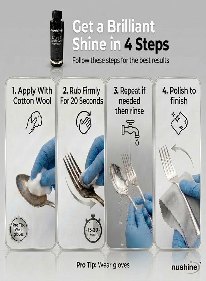 Nushine محلول نوشاين للعناية بالفضة 3.4 أونصة - يحتوي على فضة نقية (مثالي للفضة البالية) - Image 3