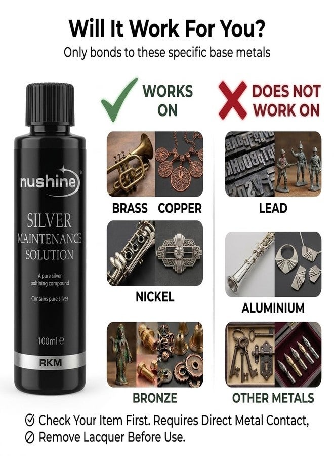 Nushine محلول نوشاين للعناية بالفضة 3.4 أونصة - يحتوي على فضة نقية (مثالي للفضة البالية) - Image 4