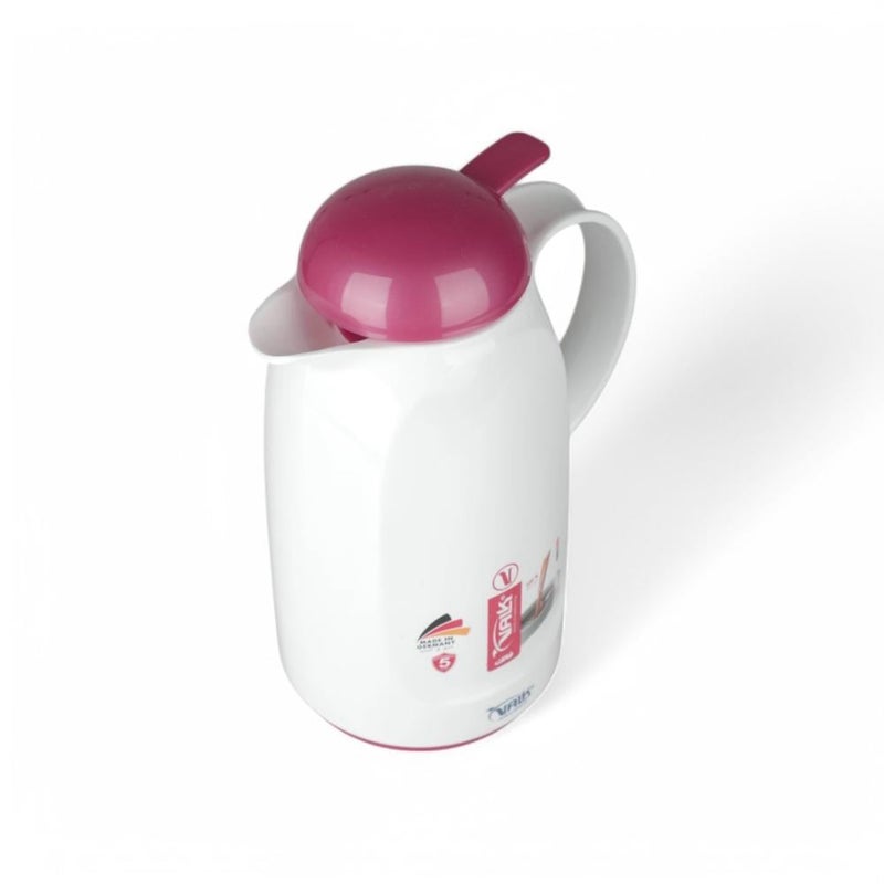 VALK German Thermos 1 Liter White Pink Color - Decorative Push-Button Stainless Steel Coffee & Tea Pot, Premium Serveware for Wedding & Home Decor - Image 5
