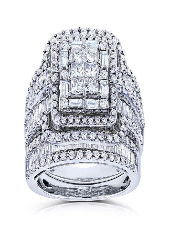 AZQ 925 Sterling Silver Shiny Full Diamond Gemstone Ring 18K Gold Cubic Zirconia Promise Rings CZ Diamond Multi Row Ring Eternity Engagement Wedding Band Ring Sets Z.41 (US Code 5) - Image 2