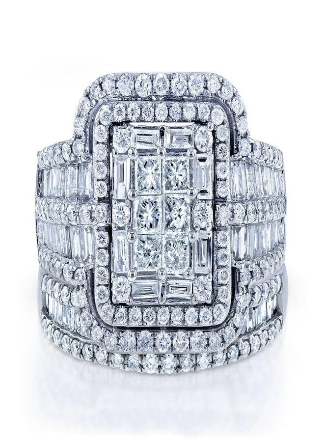 AZQ 925 Sterling Silver Shiny Full Diamond Gemstone Ring 18K Gold Cubic Zirconia Promise Rings CZ Diamond Multi Row Ring Eternity Engagement Wedding Band Ring Sets Z.41 (US Code 5) - Image 3