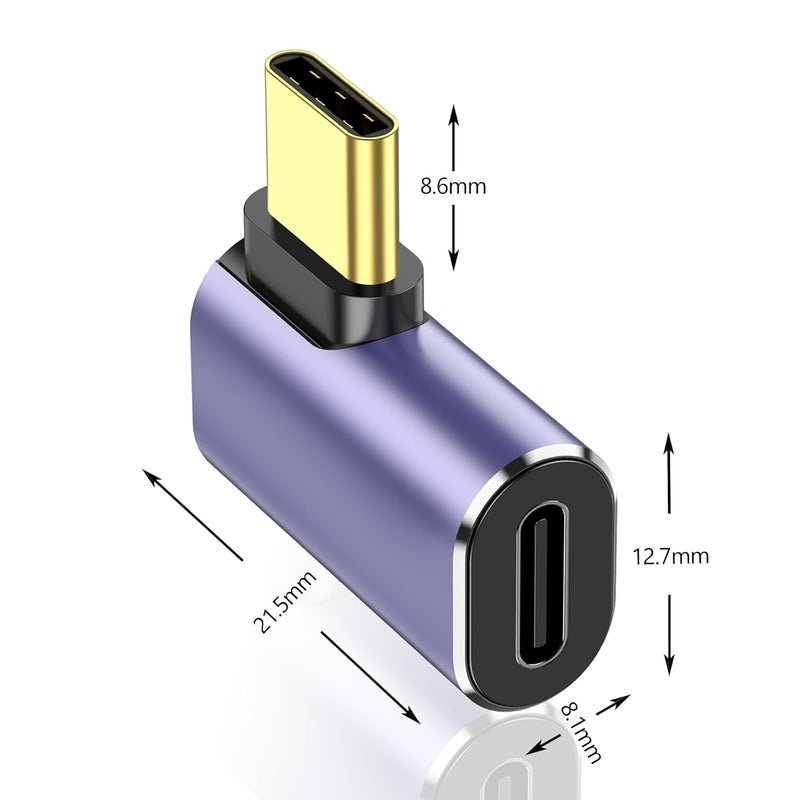 Tobfit USB C Adapter 40Gbps(2 Pack), USB-C Male to Female Adapter 4.0 Type C Data Transfer Connector Compatible for Samsung, MacBook and More Type-C Device-Side Bend - Image 2