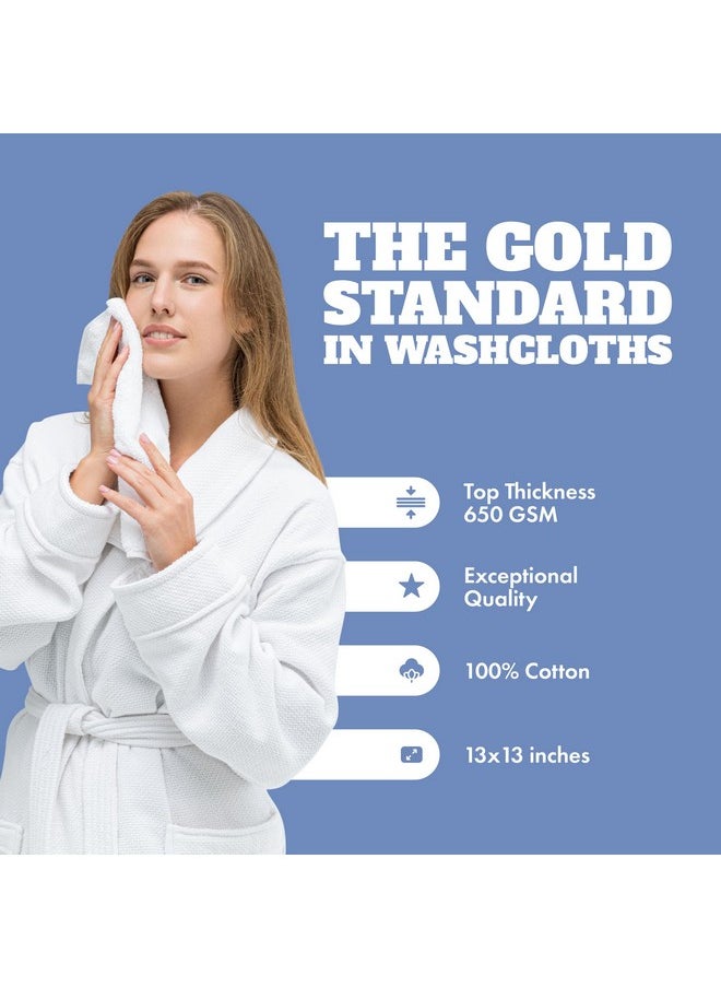 White Classic Wealuxe Cotton Washcloths - Soft Absorbent Bathroom Face Towels - 12x12 Inch - White - 48 Pack  - Image 2