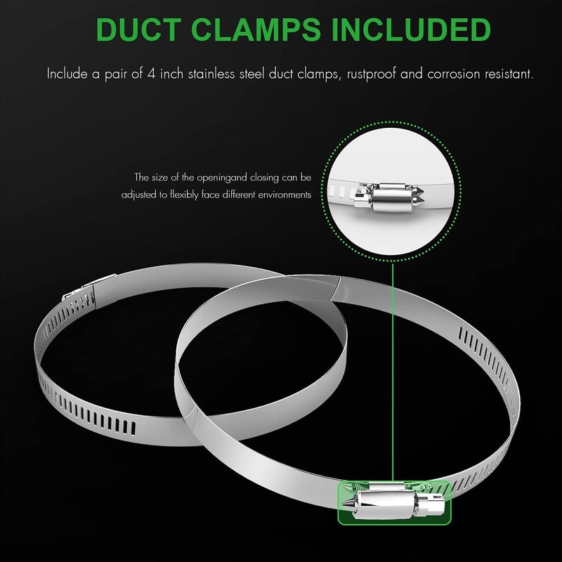 iPower 4 Inch 8FT Long NonInsulated Flex Air Aluminum Ducting Vent Hose for Heating Cooling Ventilation and Exhaust PVC Gray - Image 5