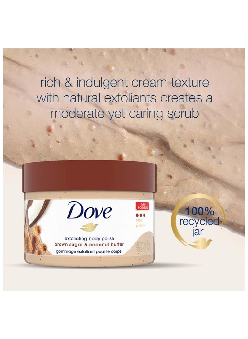 دوف مقشر جسم مقشر من دوف 10.5 أونصة، 298 جرام، بالسكر البني وزبدة جوز الهند لترطيب عميق، إزالة الجلد الجاف الباهت، واستعادة العناصر الغذائية الطبيعية للبشرة - Image 3