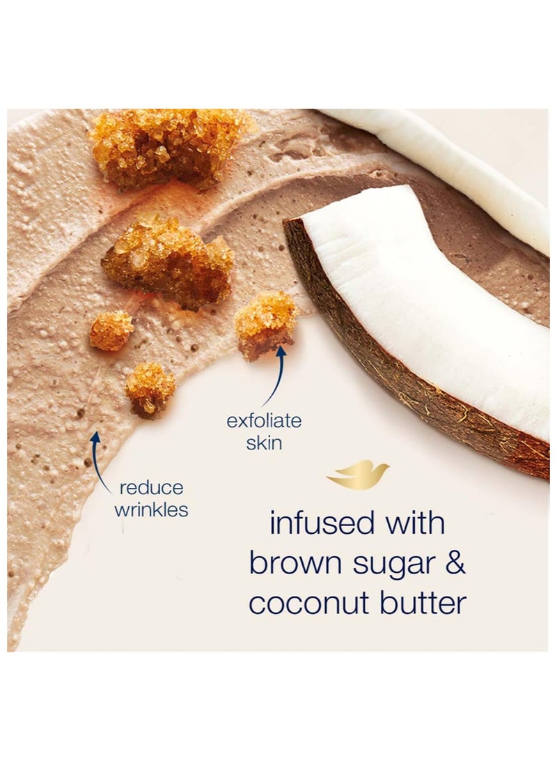 دوف مقشر جسم مقشر من دوف 10.5 أونصة، 298 جرام، بالسكر البني وزبدة جوز الهند لترطيب عميق، إزالة الجلد الجاف الباهت، واستعادة العناصر الغذائية الطبيعية للبشرة - Image 4