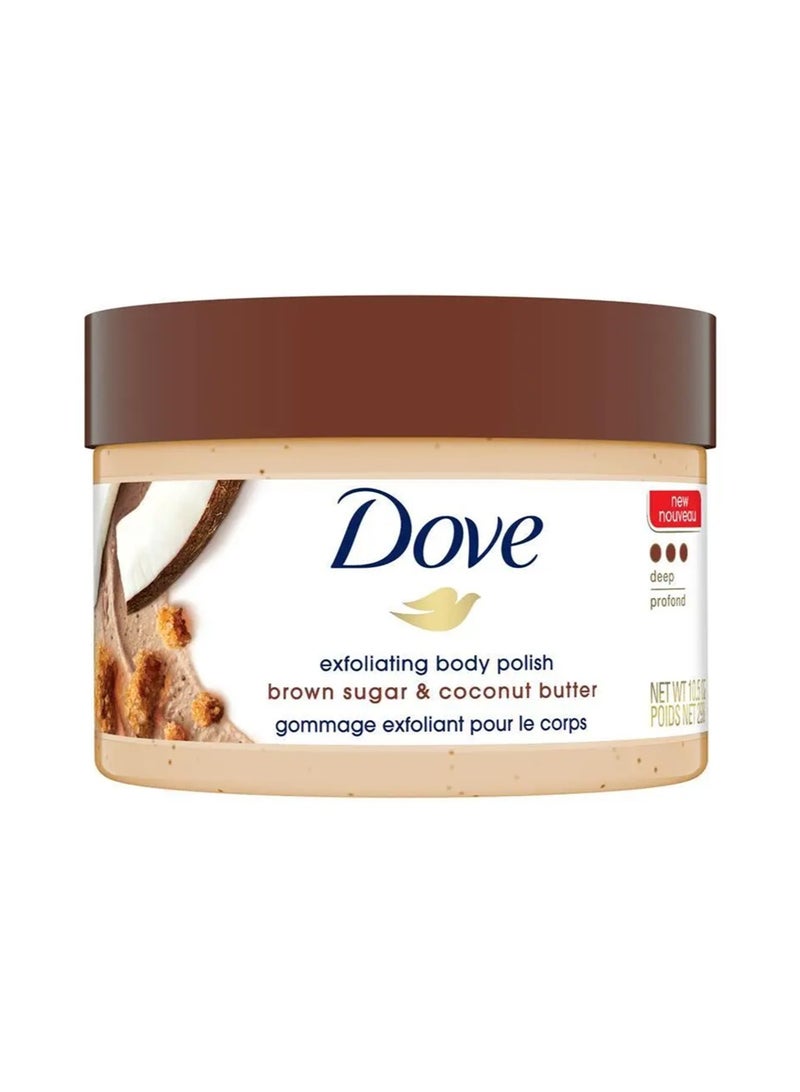 دوف مقشر جسم مقشر من دوف 10.5 أونصة، 298 جرام، بالسكر البني وزبدة جوز الهند لترطيب عميق، إزالة الجلد الجاف الباهت، واستعادة العناصر الغذائية الطبيعية للبشرة - Image 1