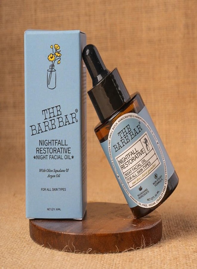 The Bare Bar Nightfall Restorative Night Facial Oil - 30ml I For All Skin Types 30 ml (Pack of 1) made with 100% Clean and Sustainable ingredients Pure Handmade Facial Oil with goodness of Argan Oil - Image 4