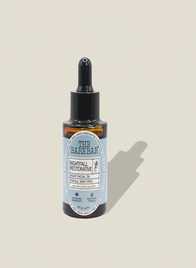 The Bare Bar Nightfall Restorative Night Facial Oil - 30ml I For All Skin Types 30 ml (Pack of 1) made with 100% Clean and Sustainable ingredients Pure Handmade Facial Oil with goodness of Argan Oil - Image 1