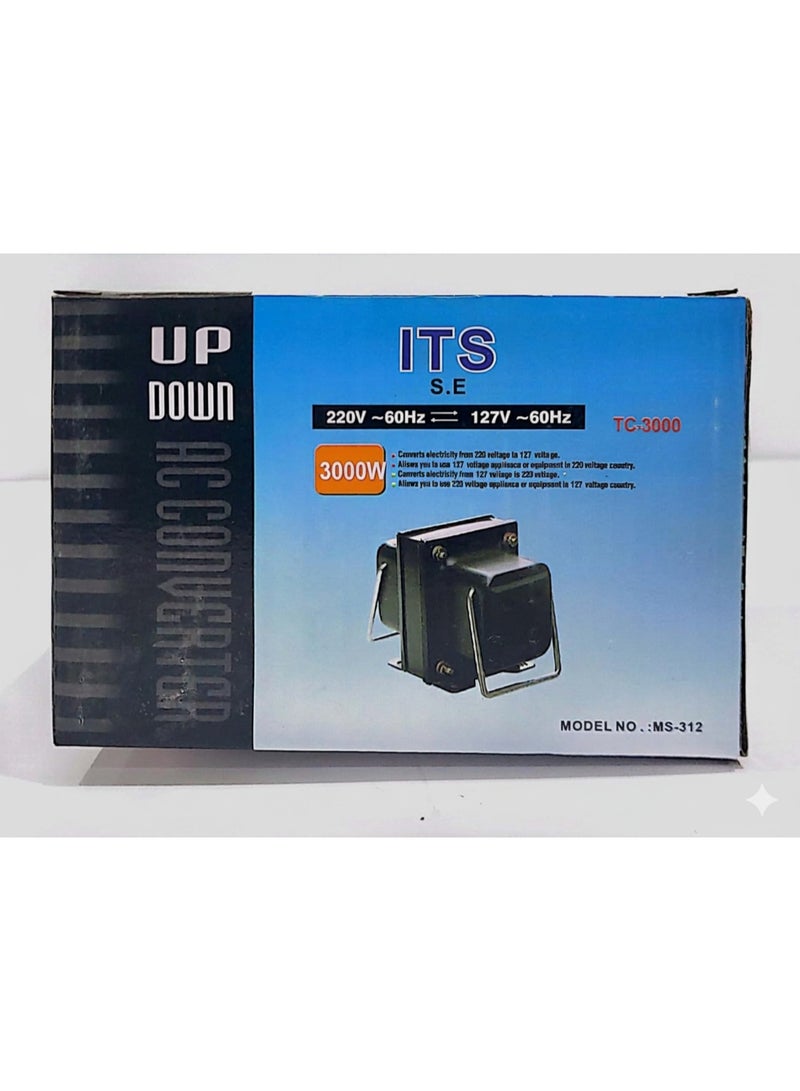 اس اي محول تلقائي 220فولت/110فولت والعكس 110فولت/220فولت - 3000واط تحقق من كيفية استخدامه بأمان على العلبة - صنع في تايوان - Image 1