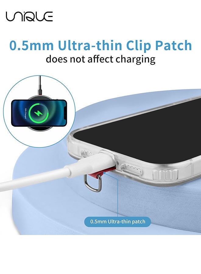 يونيك حبل الهاتف - حبل الهاتف مع 4 بقع عالمية - حبل هاتف قابل للتعديل بطول 1.6 متر - يمكن استخدامه للهاتف المتقاطع وأحزمة الرقبة والمعصم - مع خطاف معدني - متوافق مع معظم الهواتف الذكية مع حافظة التغطية الكاملة - حرر يديك (أحمر نبيذ / شفاف) - Image 5