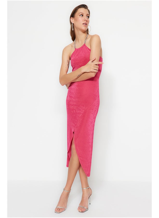 trendyol - Fuchsia Double Breasted Knitted Elegant Evening Dress TPRSS23EL00323 - Image 1