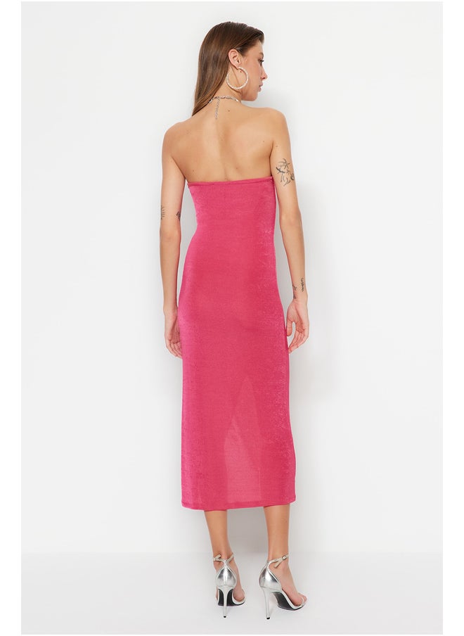 trendyol - Fuchsia Double Breasted Knitted Elegant Evening Dress TPRSS23EL00323 - Image 1