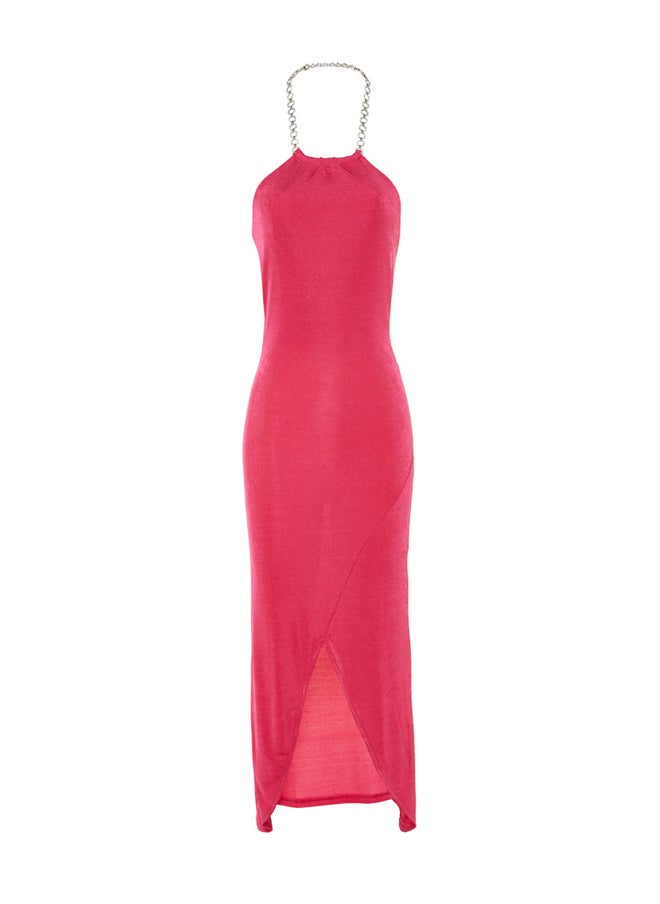 trendyol - Fuchsia Double Breasted Knitted Elegant Evening Dress TPRSS23EL00323 - Image 1