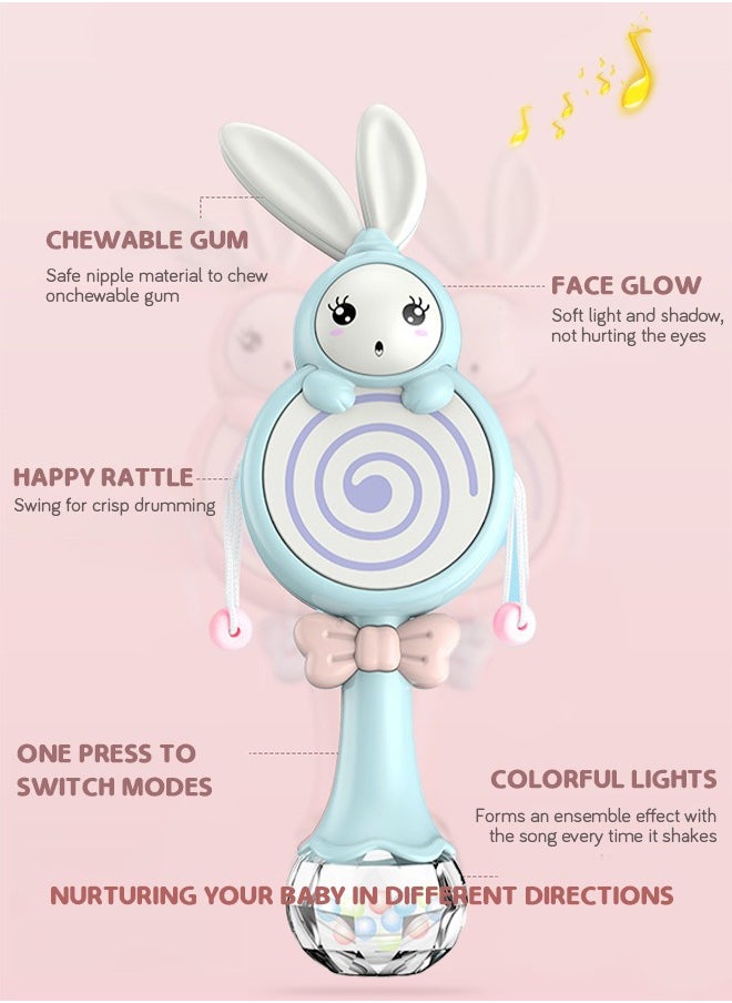 GROIC Baby Rabbit Rattle Drum Shaker and Teether Toys Learning and Educational Toys with Music Light For Infants  - Image 3