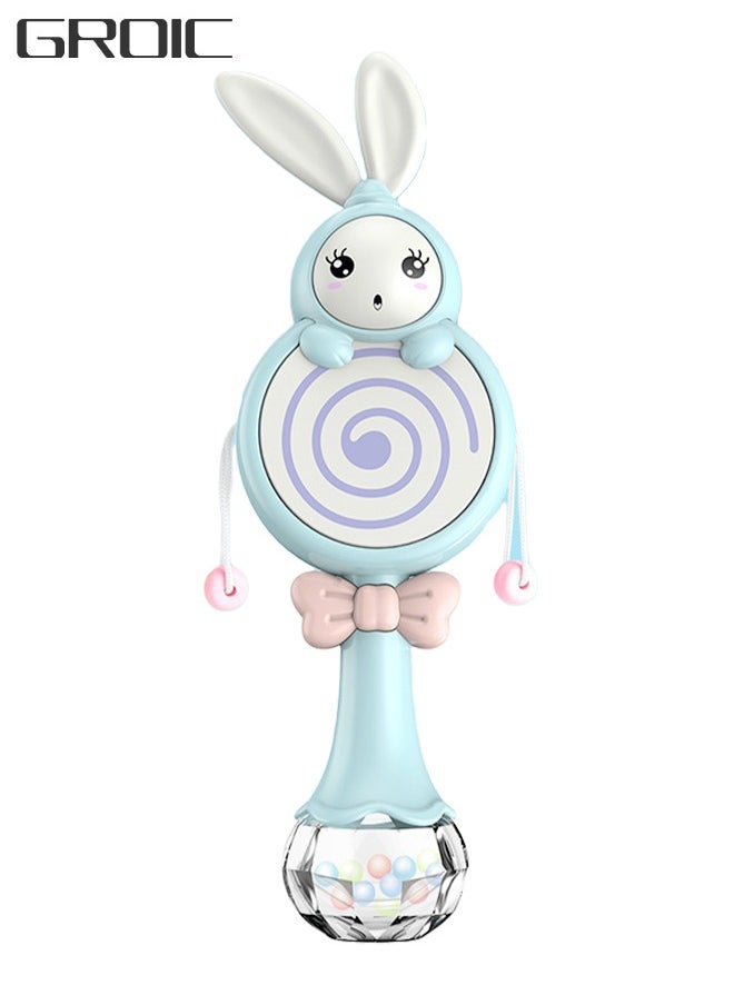 GROIC Baby Rabbit Rattle Drum Shaker and Teether Toys Learning and Educational Toys with Music Light For Infants  - Image 1