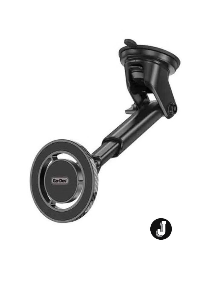 JAJEEK Magnetic Car Phone Holder – Telescopic Design with 360° Rotatable Suction Cup (Black) - Image 1