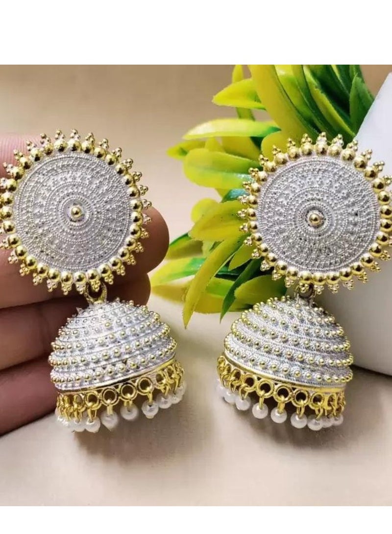 Traditional Jhumka Round Hoop Earring Bollywood Earrings for Women and Girls - Image 1
