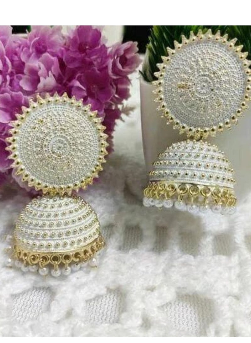 Traditional Jhumka Round Hoop Earring Bollywood Earrings for Women and Girls - Image 3